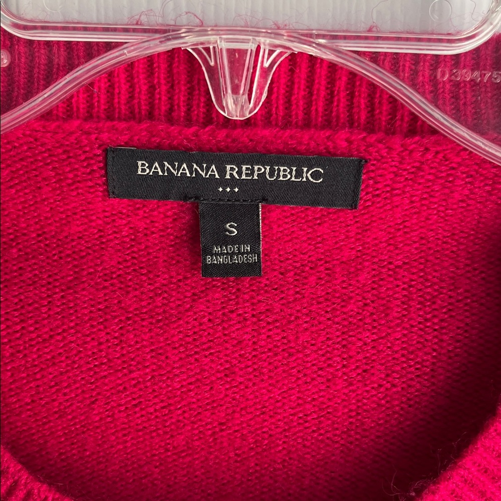 Banana Republic Fuchsia Women's Cardigan Bold Crew Neck Sweater size Small - Picture 2 of 9